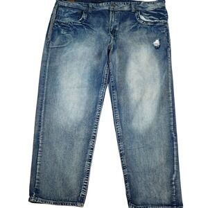 GS115 Jeans Men 50 Blue‎ Distressed Wide Leg Denim Casual Everyday